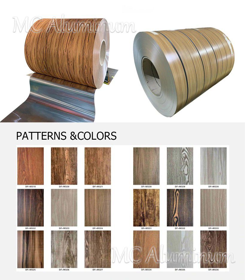 Wood grain color coated aluminum strip